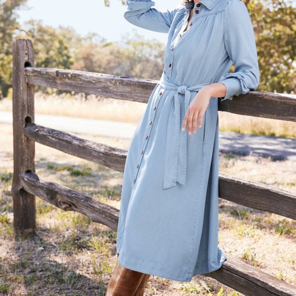 Soft Surroundings Vera Tencel Denim Dress Sz S NWT